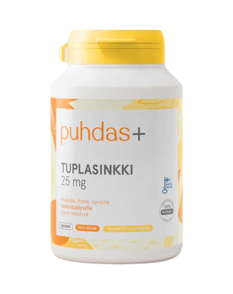 Puhdas+ Tuplasinkki 25 mg, 120 kaps.