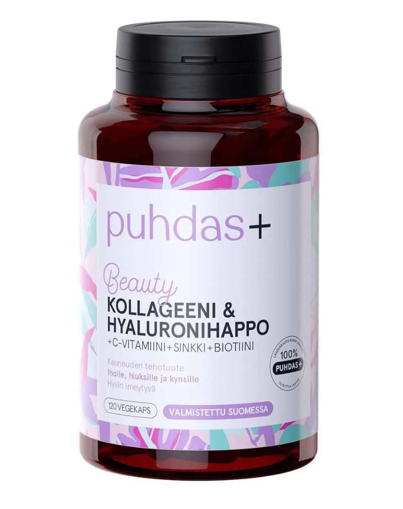 Puhdas+ Beauty Kollageeni & Hyaluronihappo + C-vitamiini, 120 kaps.
