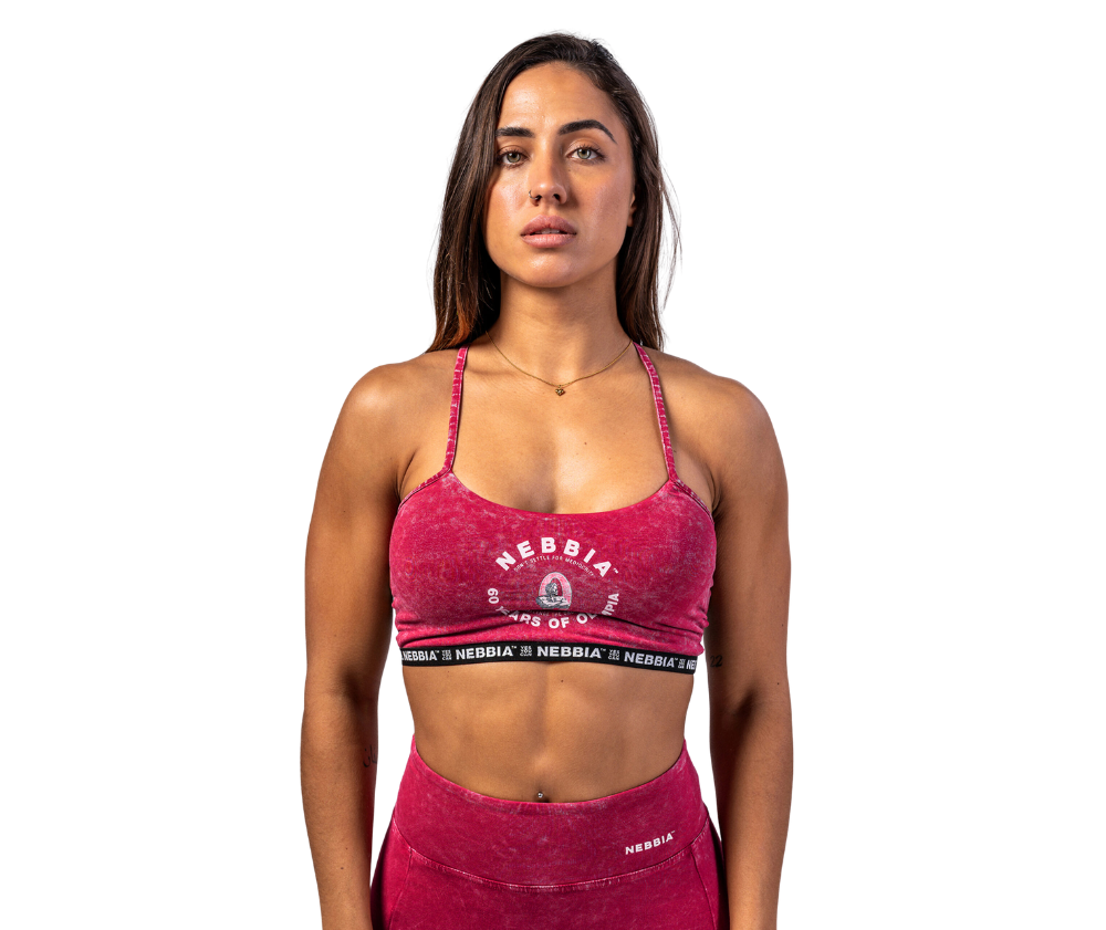 NEBBIA Washed Open Back Sports Bra Legacy 779, Red (Poistotuote)