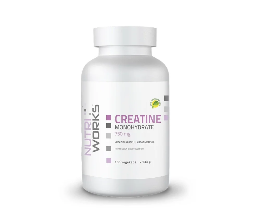 Nutri Works Creatine Monohydrate kapselit, 750 mg, 150 kaps.