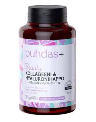 Puhdas+ Beauty Kollageeni & Hyaluronihappo + C-vitamiini, 120 kaps.