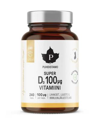 Puhdistamo Super D-vitamiini, 100 mcg, 240 kaps.