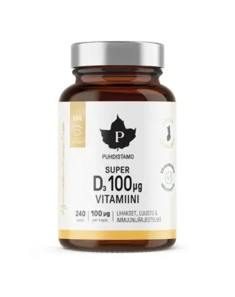 Kampanjakoko: Puhdistamo Super D-vitamiini, 100 mcg, 240 kaps.