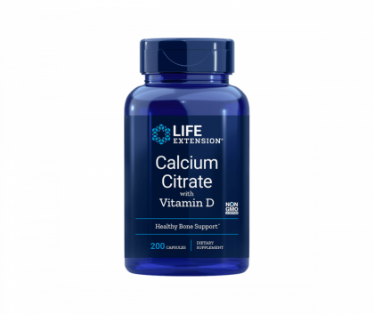 LifeExtension Calcium Citrate with Vitamin D, 200 kaps.