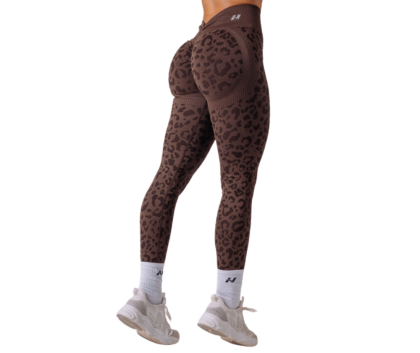NEBBIA Push-Up Compression Leopard Leggings PRIMAL 849, Dark Brown Leopard
