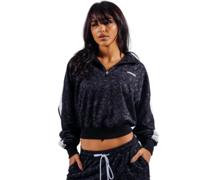 NEBBIA Half-Zip Leopard Sweatshirt PRIMAL 866, Black Leopard