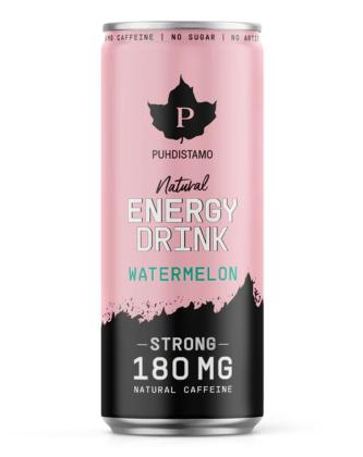 Puhdistamo Natural Energy Drink, 330 ml, Strong Watermelon