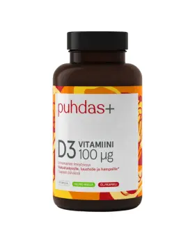 Puhdas+ D3-vitamiini oliiviöljy 100 µg, 120 kaps.