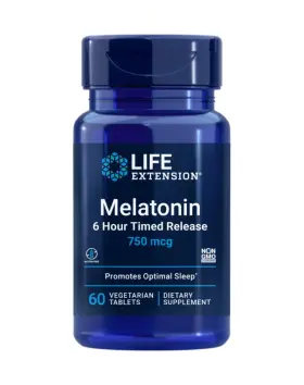 LifeExtension Melatonin 6 Hour Time Release, 60 kaps.