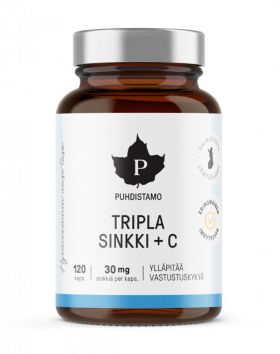 Puhdistamo Tripla Sinkki + C, 25 mg, 120 kaps.