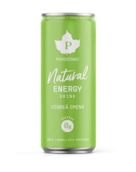 Puhdistamo Natural Energy Drink, 330 ml, Vihreä Omena
