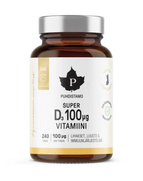 Puhdistamo Super D-vitamiini, 100 mcg, 240 kaps.