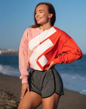 FCF Sports Wear Loose Sweatshirt, Pink-Red Orange