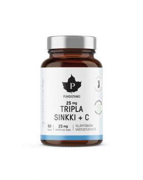 Puhdistamo Tripla Sinkki + C, 25 mg, 60 kaps.