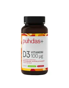 Puhdas+ D3-vitamiini oliiviöljy 100 µg, 60 kaps.