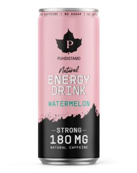 Puhdistamo Natural Energy Drink, 330 ml, Strong Watermelon